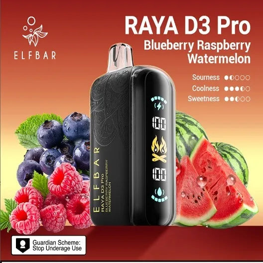 Elf Bar Raya D3 Pro 30K Blueberry Raspberry Watermelon - Vape Shop Delhi