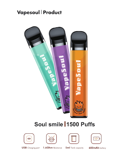 VapeSoul Smile II Rechargable Disposable Vape (1500Puffs) India - Vape Shop India